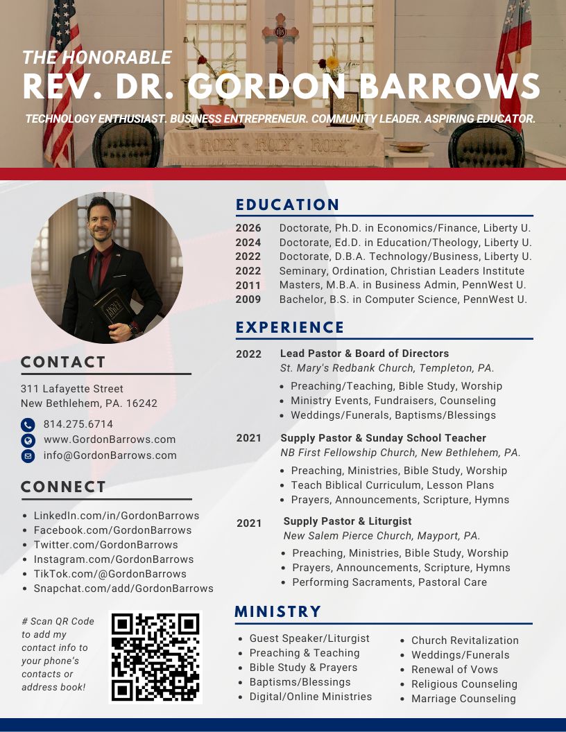 Pastor Gordon Barrows - New Bethlehem PA